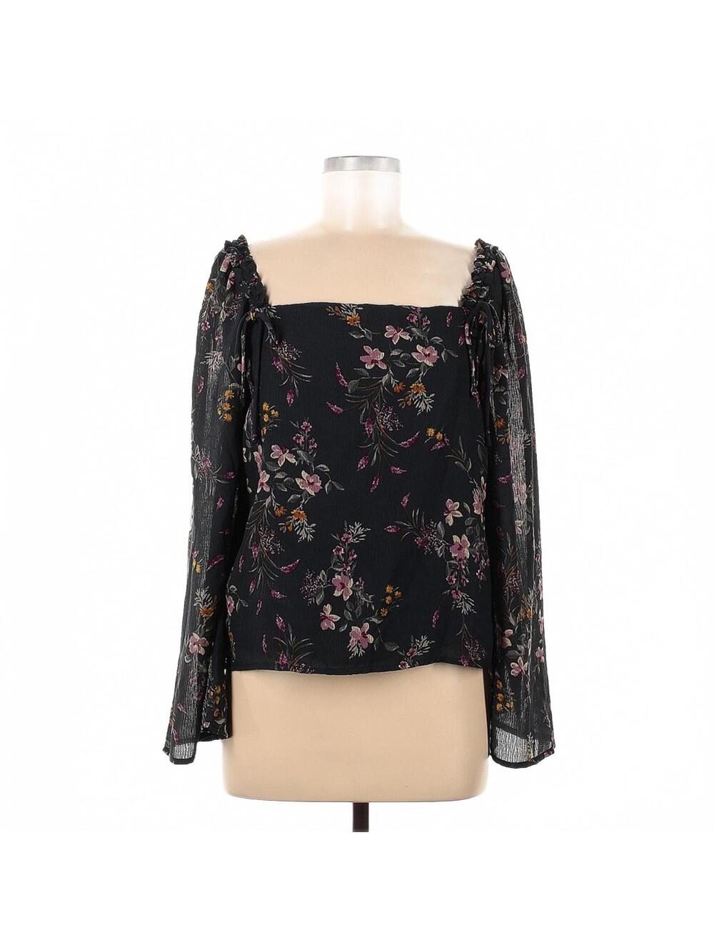 Green Floral Square Neck Blouse Small NWOT Boho Cottagecore